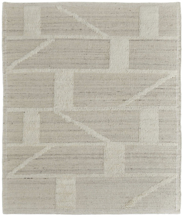 HomeRoots 4' Hand-Woven Wool Area Rug – Elegant Tan and Ivory Geometric Design for Cozy Living Spaces 2' X 3' 566552
