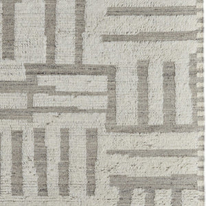 HomeRoots 4' Gray and Ivory Hand-Woven Wool Geometric Area Rug - Durable, Modern Style for Any Room Decor 4' X 6' 566553