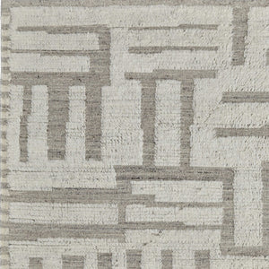 HomeRoots 4' Gray and Ivory Hand-Woven Wool Geometric Area Rug - Durable, Modern Style for Any Room Decor 6' X 9' 566554