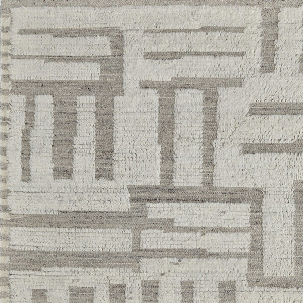 HomeRoots 4' Gray and Ivory Hand-Woven Wool Geometric Area Rug - Durable, Modern Style for Any Room Decor 8' X 12' 566556