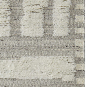 HomeRoots 4' Gray and Ivory Hand-Woven Wool Geometric Area Rug - Durable, Modern Style for Any Room Decor 10' Runner 566558