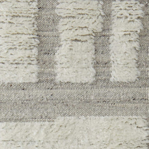 HomeRoots 4' Gray and Ivory Hand-Woven Wool Geometric Area Rug - Durable, Modern Style for Any Room Decor 10' Runner 566558