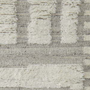 HomeRoots 4' Gray and Ivory Hand-Woven Wool Geometric Area Rug - Durable, Modern Style for Any Room Decor 8' Runner 566559