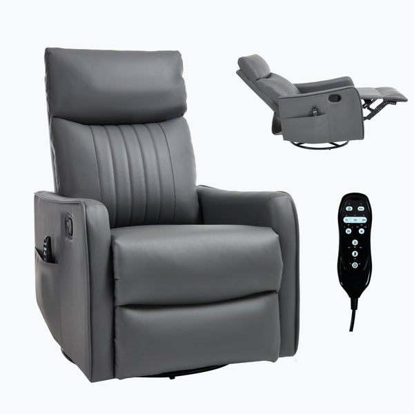English Elm Blue Fabric Swivel Rocker Recliner with Massage Heat Nodes for Living Room Comfort Grayish Green W1803P321819