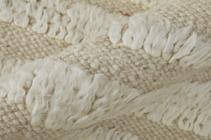 HomeRoots 4' Hand-Woven Wool Area Rug in White and Tan Stripes - Soft, Durable, and Easy-Care for Any Room 4' X 6' 566561