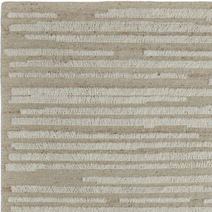 HomeRoots 4' Hand-Woven Wool Area Rug in White and Tan Stripes - Soft, Durable, and Easy-Care for Any Room 4' X 6' 566561