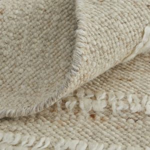 HomeRoots 4' Hand-Woven Wool Area Rug in White and Tan Stripes - Soft, Durable, and Easy-Care for Any Room 6' X 9' 566562