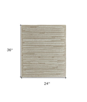 HomeRoots 4' Hand-Woven Wool Area Rug in White and Tan Stripes - Soft, Durable, and Easy-Care for Any Room 2' X 3' 566566