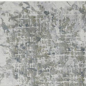 HomeRoots 8' Gray and Ivory Abstract Runner Rug - Durable, Stain-Resistant Design for Hallways and Entryways 10' Runner 566568