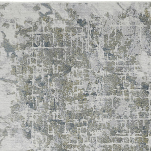 HomeRoots 8' Gray and Ivory Abstract Runner Rug - Durable, Stain-Resistant Design for Hallways and Entryways 10' Runner 566568