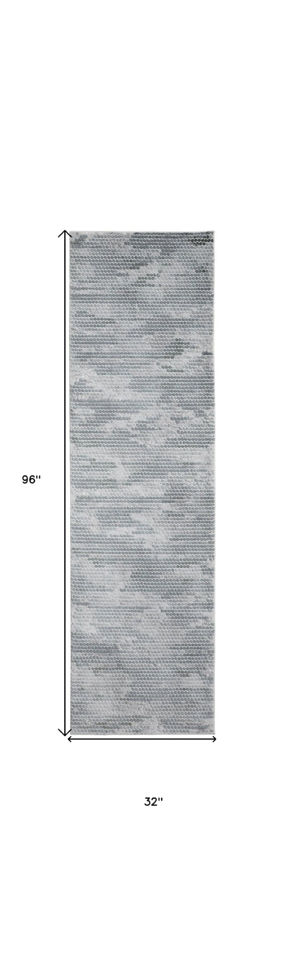 HomeRoots 8' Gray and Blue Abstract Runner Rug - Modern Design, Stain-Resistant, Ideal for High-Traffic Areas 8' Runner 566569