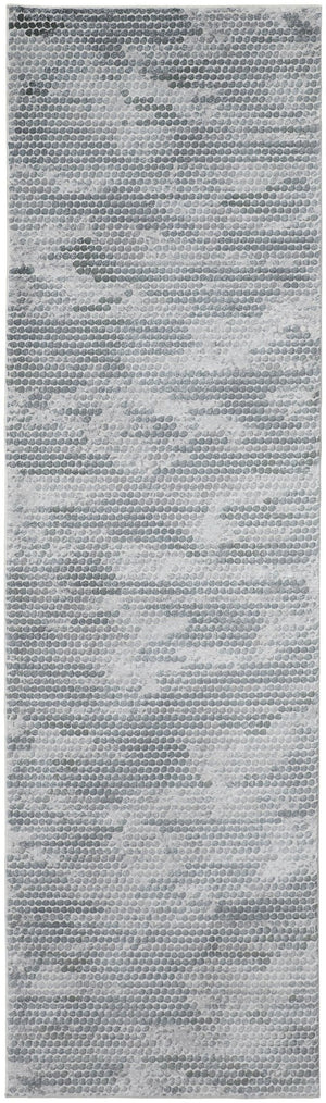 HomeRoots 8' Gray and Blue Abstract Runner Rug - Modern Design, Stain-Resistant, Ideal for High-Traffic Areas 8' Runner 566569