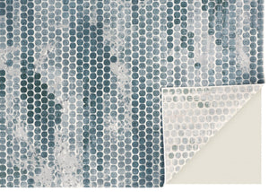 HomeRoots 8' Gray and Blue Abstract Runner Rug - Modern Design, Stain-Resistant, Ideal for High-Traffic Areas 10' Runner 566570