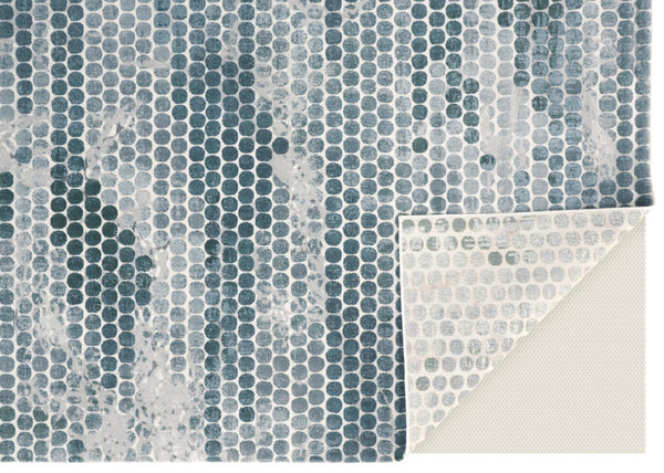 HomeRoots 8' Gray and Blue Abstract Runner Rug - Modern Design, Stain-Resistant, Ideal for High-Traffic Areas 10' Runner 566570