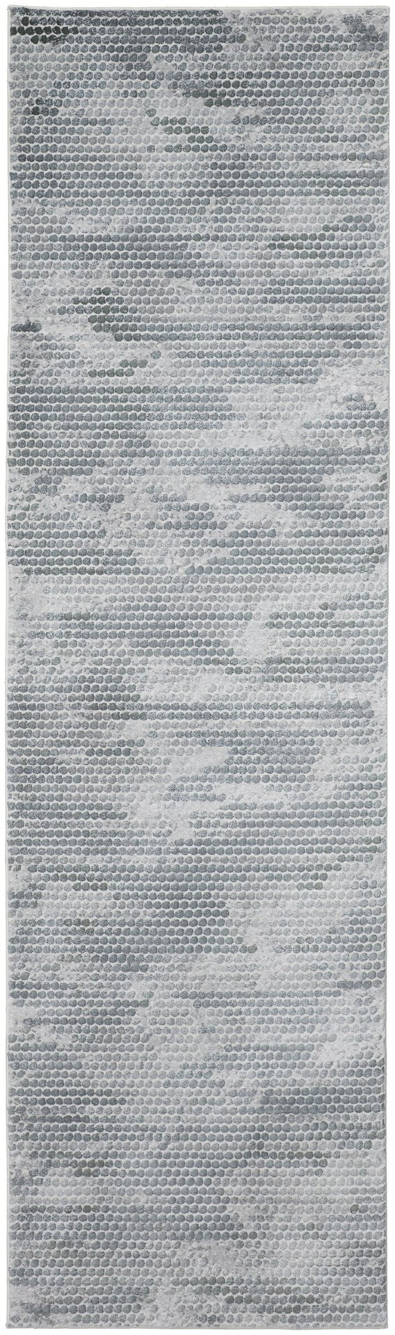 HomeRoots 8' Gray and Blue Abstract Runner Rug - Modern Design, Stain-Resistant, Ideal for High-Traffic Areas 10' Runner 566570