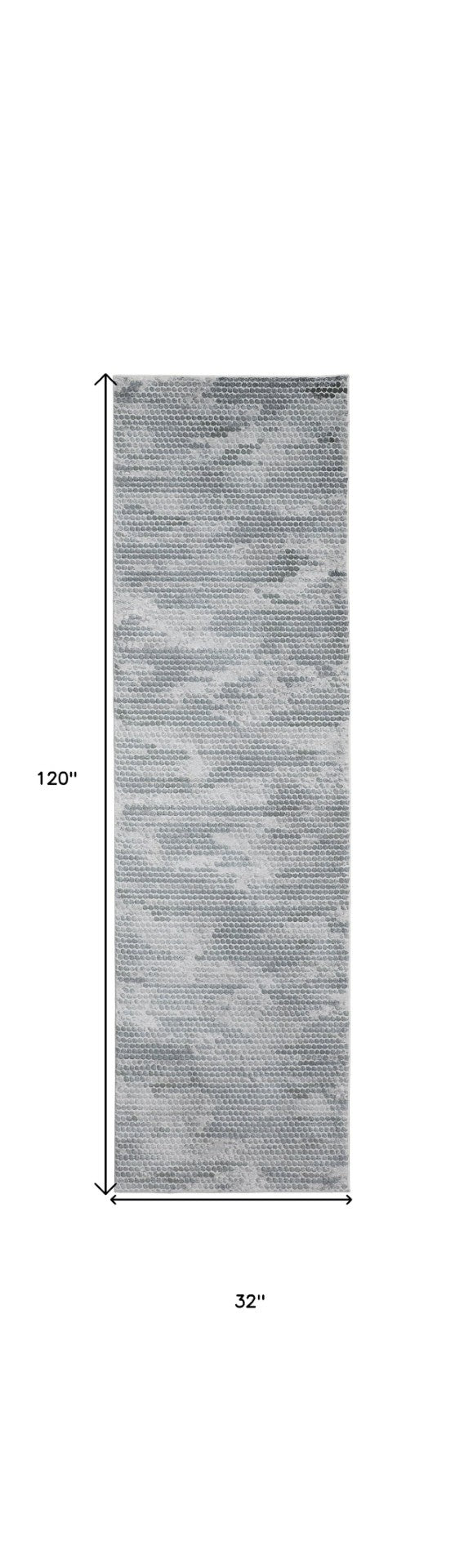 HomeRoots 8' Gray and Blue Abstract Runner Rug - Modern Design, Stain-Resistant, Ideal for High-Traffic Areas 10' Runner 566570