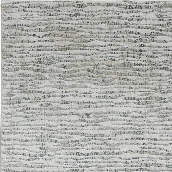 Homeroots 8' Ivory Gray And Green Abstract Power Loom Worn Faded Runner Rug Gray Polypropylene 566571