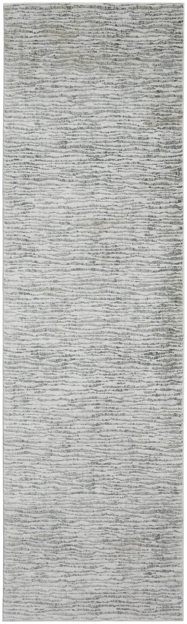 Homeroots 8' Ivory Gray And Green Abstract Power Loom Worn Faded Runner Rug Gray Polypropylene 566571