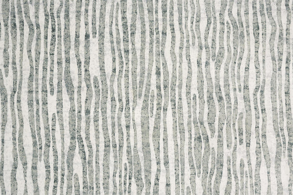 Homeroots 8' Ivory Gray And Green Abstract Power Loom Worn Faded Runner Rug Gray Polypropylene 566572