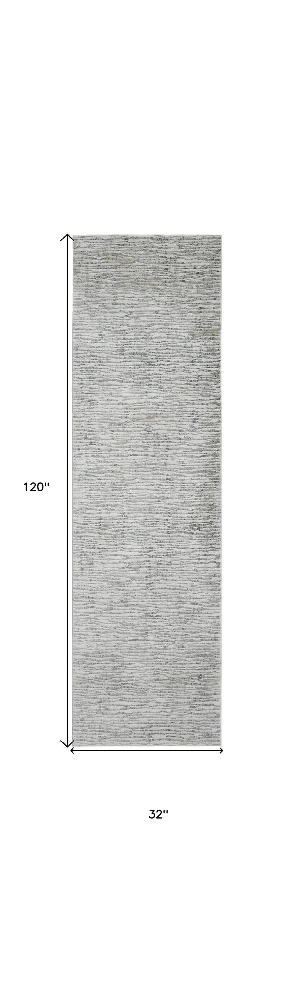 Homeroots 8' Ivory Gray And Green Abstract Power Loom Worn Faded Runner Rug Gray Polypropylene 566572