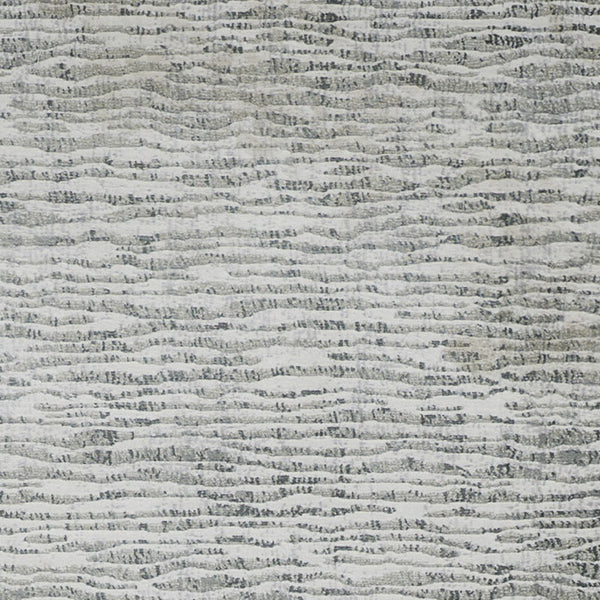 Homeroots 8' Ivory Gray And Green Abstract Power Loom Worn Faded Runner Rug Gray Polypropylene 566572