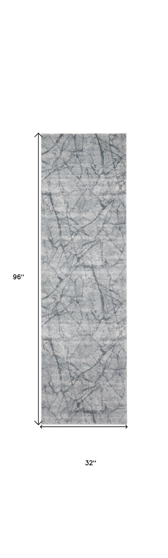 HomeRoots 8' Gray and Ivory Abstract Runner Rug - Stylish, Durable, Stain-Resistant Design for High-Traffic Areas 8' Runner 566573