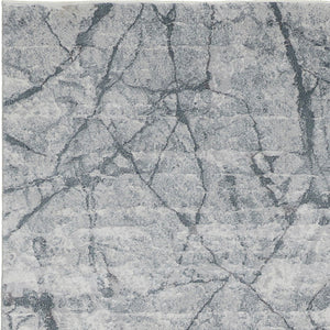 HomeRoots 8' Gray and Ivory Abstract Runner Rug - Stylish, Durable, Stain-Resistant Design for High-Traffic Areas 10' Runner 566574