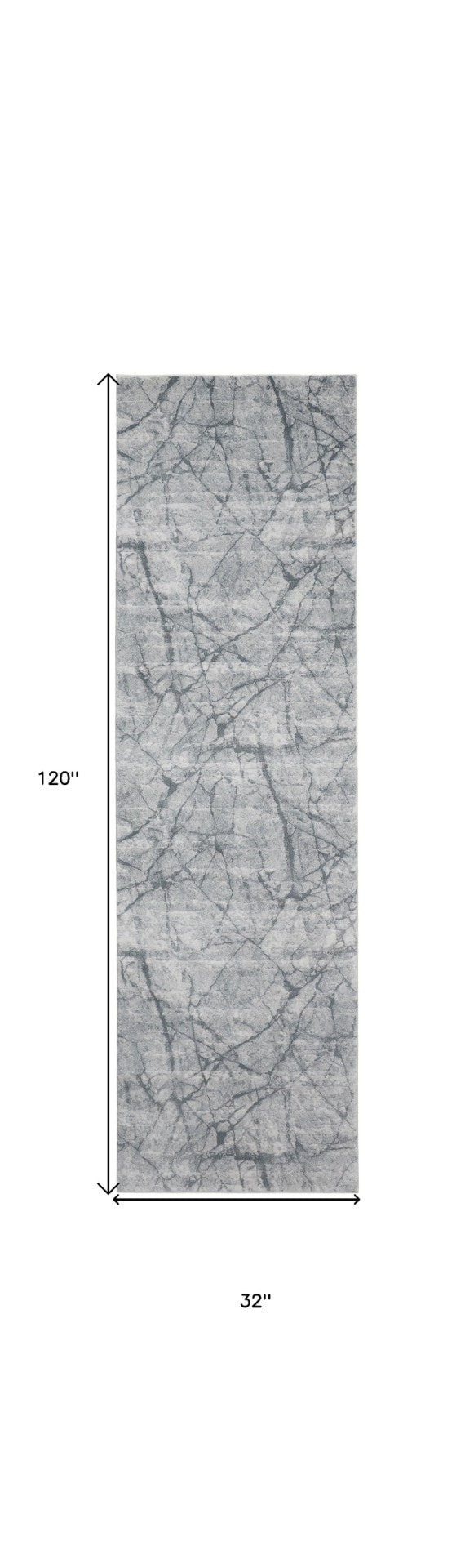HomeRoots 8' Gray and Ivory Abstract Runner Rug - Stylish, Durable, Stain-Resistant Design for High-Traffic Areas 10' Runner 566574