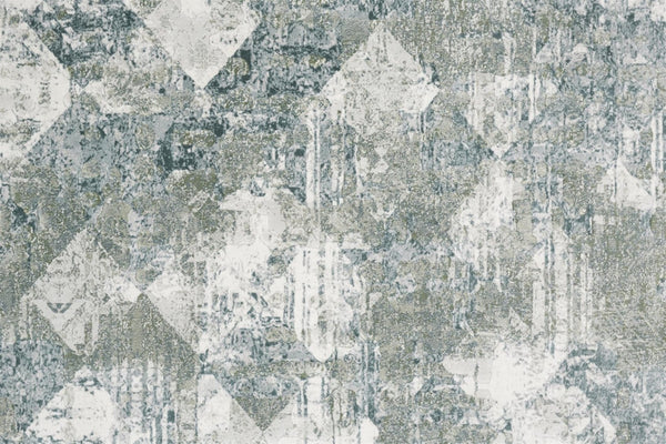 HomeRoots 8' Abstract Power Loomed Runner Rug in Soft Ivory, Gray & Green - Perfect for Contemporary Spaces 8' Runner 566575