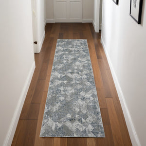 HomeRoots 8' Abstract Power Loomed Runner Rug in Soft Ivory, Gray & Green - Perfect for Contemporary Spaces 8' Runner 566575