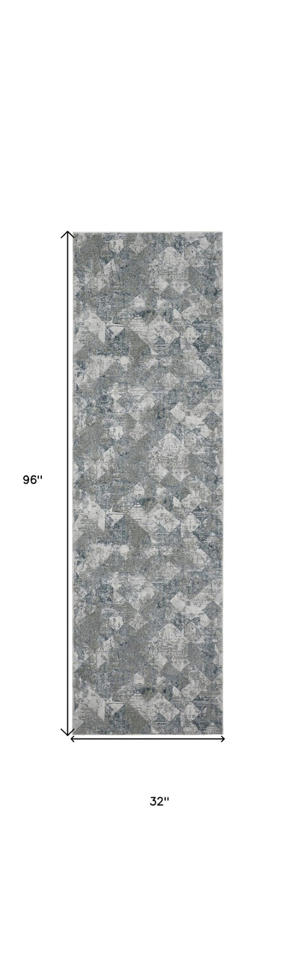 HomeRoots 8' Abstract Power Loomed Runner Rug in Soft Ivory, Gray & Green - Perfect for Contemporary Spaces 8' Runner 566575