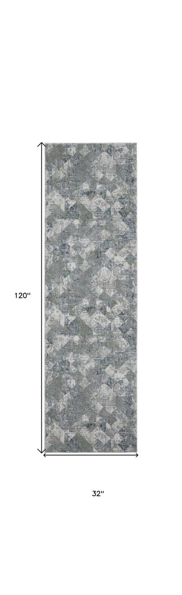HomeRoots 8' Abstract Power Loomed Runner Rug in Soft Ivory, Gray & Green - Perfect for Contemporary Spaces 10' Runner 566576