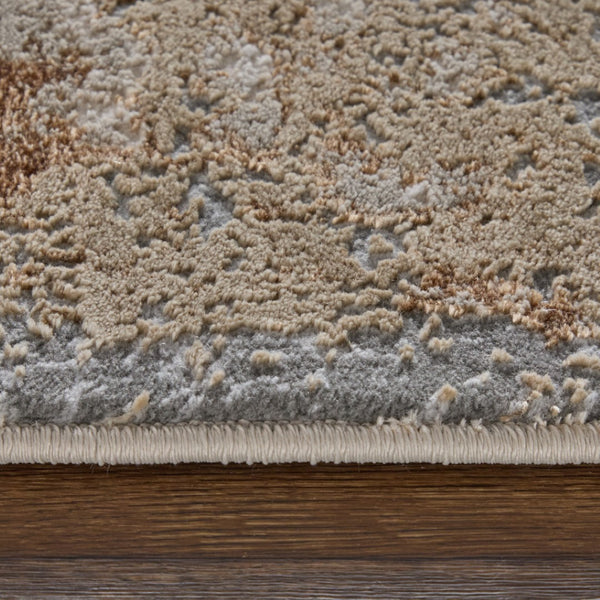 HomeRoots 8' X 10' Modern Tan and Gray Abstract Power Loom Area Rug for Stylish, Durable Home Comfort Ivory 566577