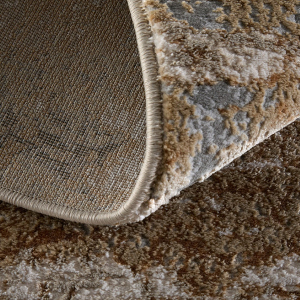 HomeRoots 8' X 10' Modern Tan and Gray Abstract Power Loom Area Rug for Stylish, Durable Home Comfort Ivory 566577
