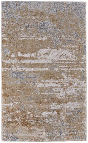 HomeRoots 8' X 10' Modern Tan and Gray Abstract Power Loom Area Rug for Stylish, Durable Home Comfort Ivory 566577