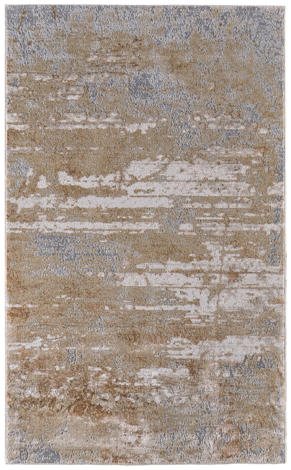 HomeRoots 8' X 10' Modern Tan and Gray Abstract Power Loom Area Rug for Stylish, Durable Home Comfort Ivory 566577