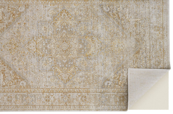 HomeRoots 8' Elegant Ivory and Gold Floral Medallion Area Rug - Timeless Design for Cozy Living Spaces 8' X 10' 566578