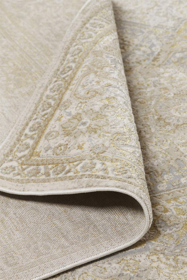 HomeRoots 8' Elegant Ivory and Gold Floral Medallion Area Rug - Timeless Design for Cozy Living Spaces 8' X 10' 566578