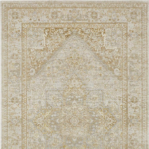 HomeRoots 8' Elegant Ivory and Gold Floral Medallion Area Rug - Timeless Design for Cozy Living Spaces 8' X 10' 566578