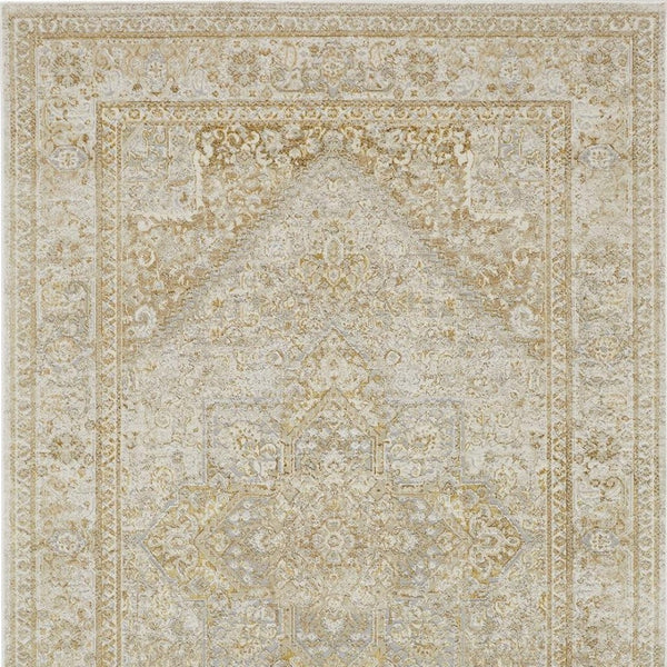 HomeRoots 8' Elegant Ivory and Gold Floral Medallion Area Rug - Timeless Design for Cozy Living Spaces 8' X 10' 566578