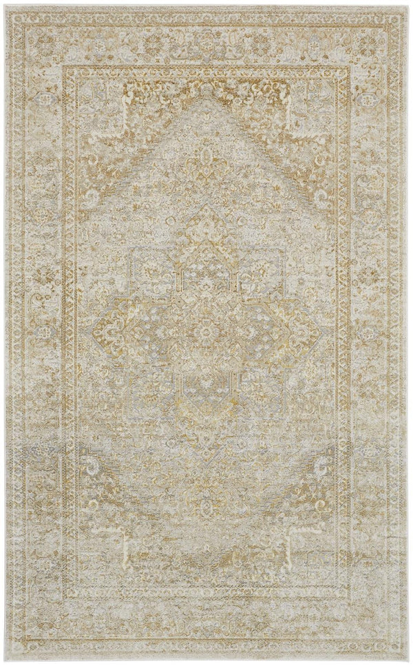 HomeRoots 8' Elegant Ivory and Gold Floral Medallion Area Rug - Timeless Design for Cozy Living Spaces 8' X 10' 566578