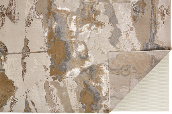 Homeroots 8' X 10' Ivory Brown And Gray Abstract Power Loom Area Rug Gray Polyester 566579