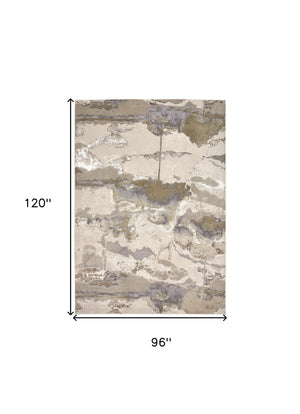 Homeroots 8' X 10' Ivory Brown And Gray Abstract Power Loom Area Rug Gray Polyester 566579