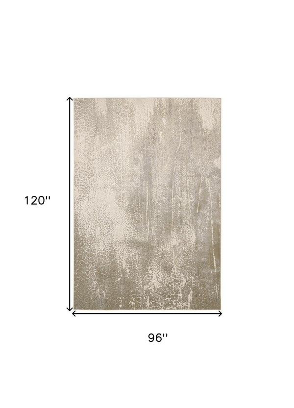 HomeRoots 8' Gold, Gray, and Ivory Abstract Area Rug - Durable, Stain-Resistant Design for Modern Spaces 8' X 10' 566580