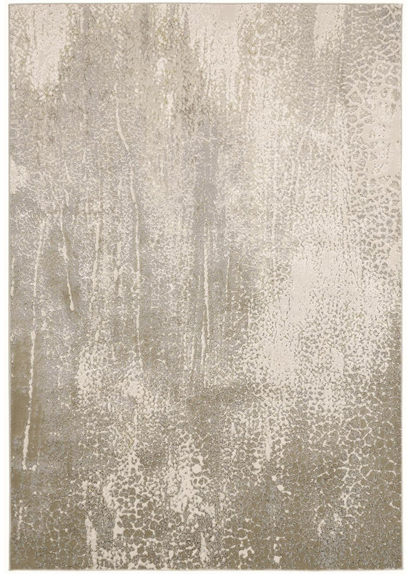 HomeRoots 8' Gold, Gray, and Ivory Abstract Area Rug - Durable, Stain-Resistant Design for Modern Spaces 8' X 10' 566580