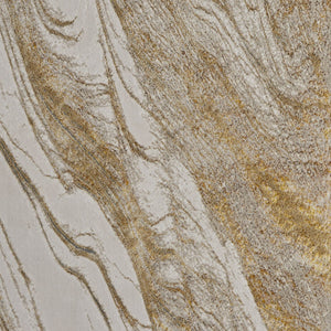 Homeroots 4' X 6' Ivory Brown And Gold Abstract Power Loom Area Rug Ivory Polyester 566581