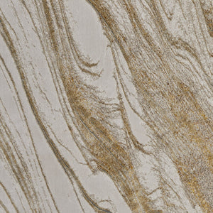 Homeroots 8' X 10' Ivory Brown And Gold Abstract Power Loom Area Rug Ivory Polyester 566583