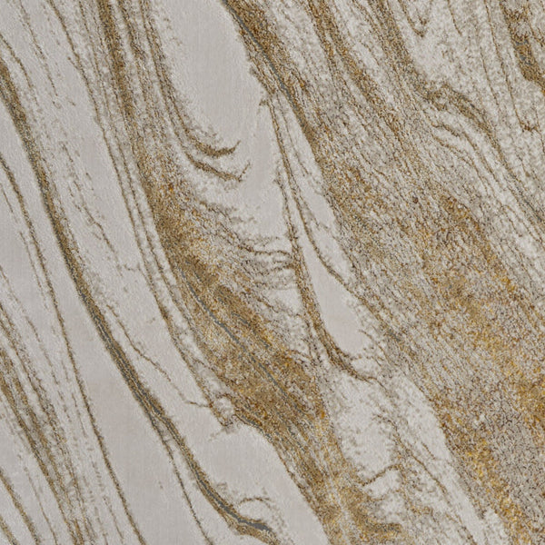 Homeroots 7' X 10' Ivory Brown And Gold Abstract Power Loom Area Rug Ivory Polyester 566584