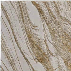 Homeroots 12' X 15' Ivory Brown And Gold Abstract Power Loom Area Rug Ivory Polyester 566586