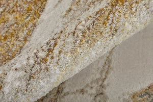 Homeroots 12' X 18' Ivory Brown And Gold Abstract Power Loom Area Rug Ivory Polyester 566587